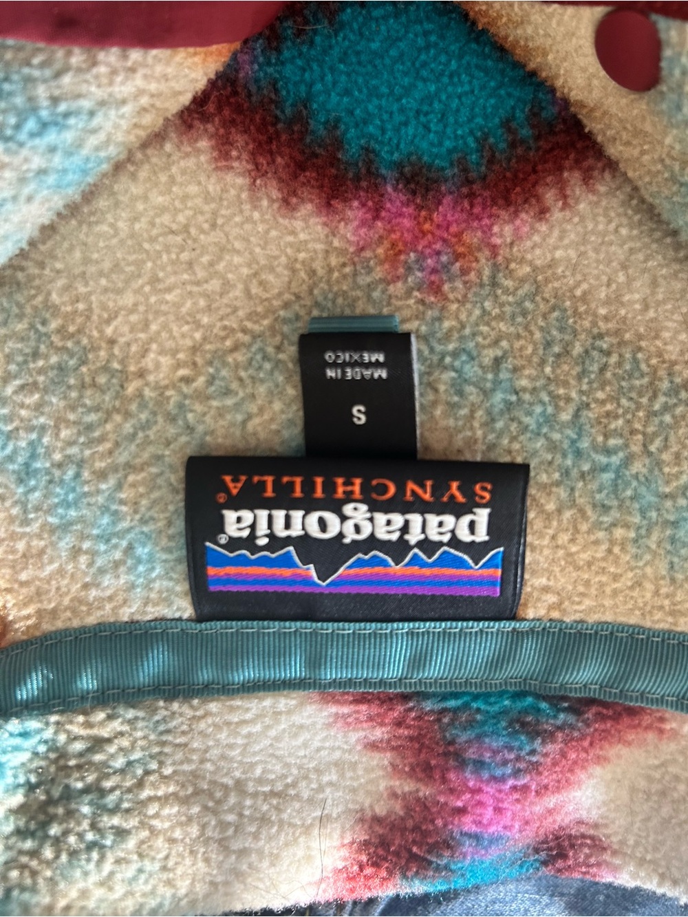 Patagonia Multi-color Geometric quarter button fleece pullover Women's Size Smal - Picture 5 of 6